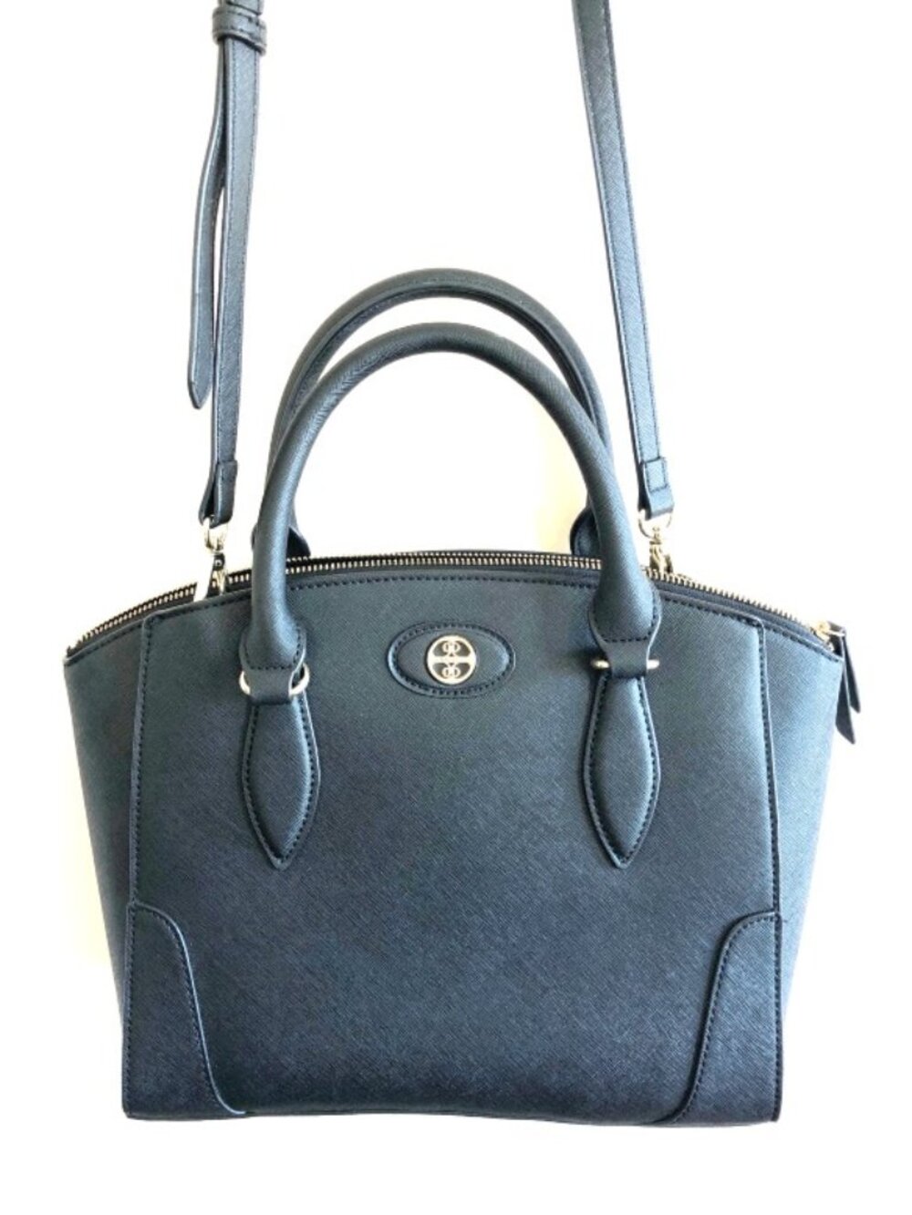 Nine West Black Satchel Crossbody Bag Gold Tone Hardware
